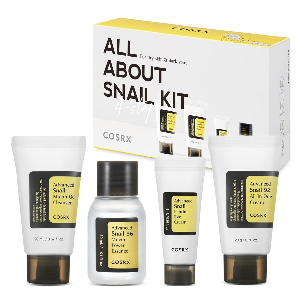 4 žingsnių rinkinys su sraigių mucinu "All About Snail Facial Care Kit"