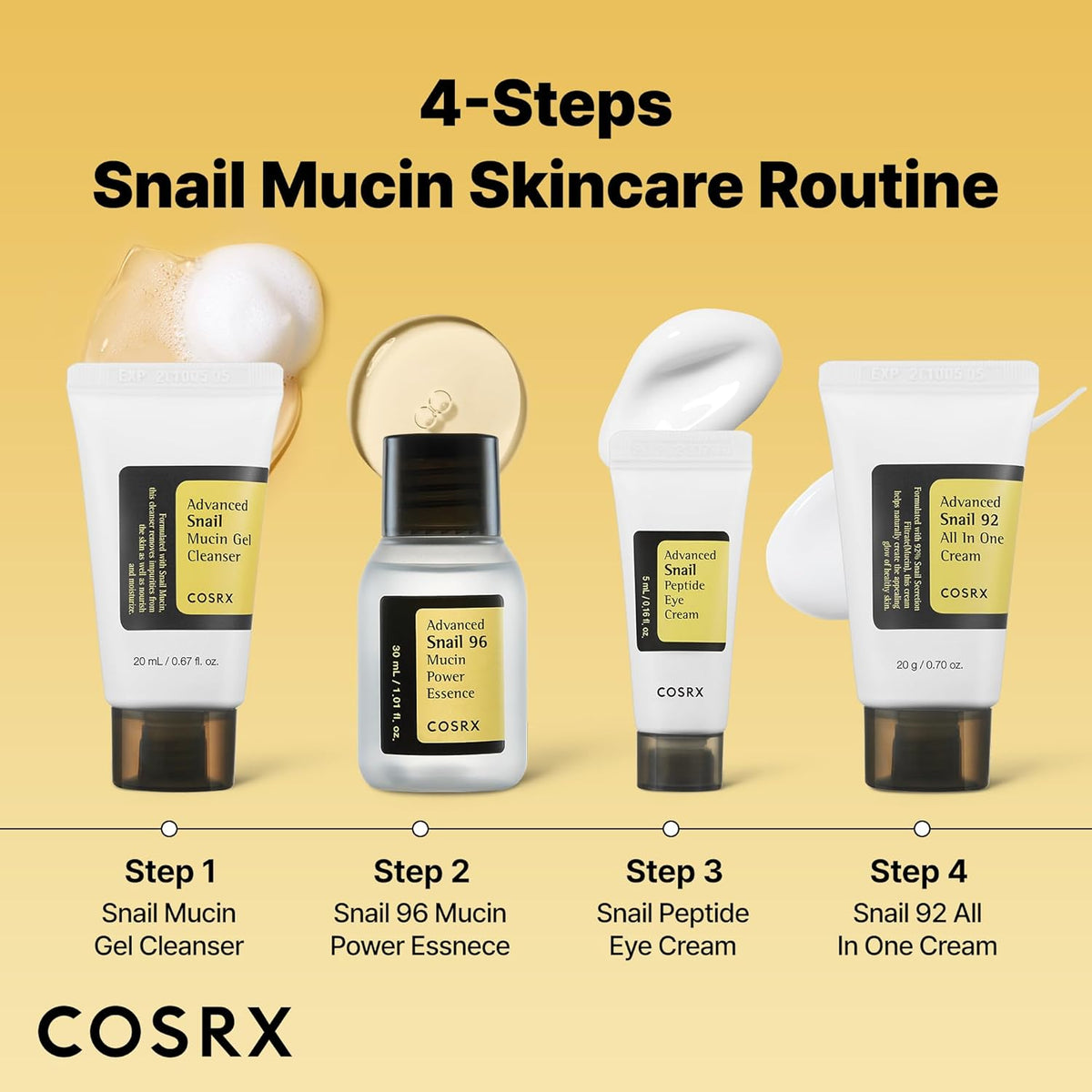 4 žingsnių rinkinys su sraigių mucinu "All About Snail Facial Care Kit"