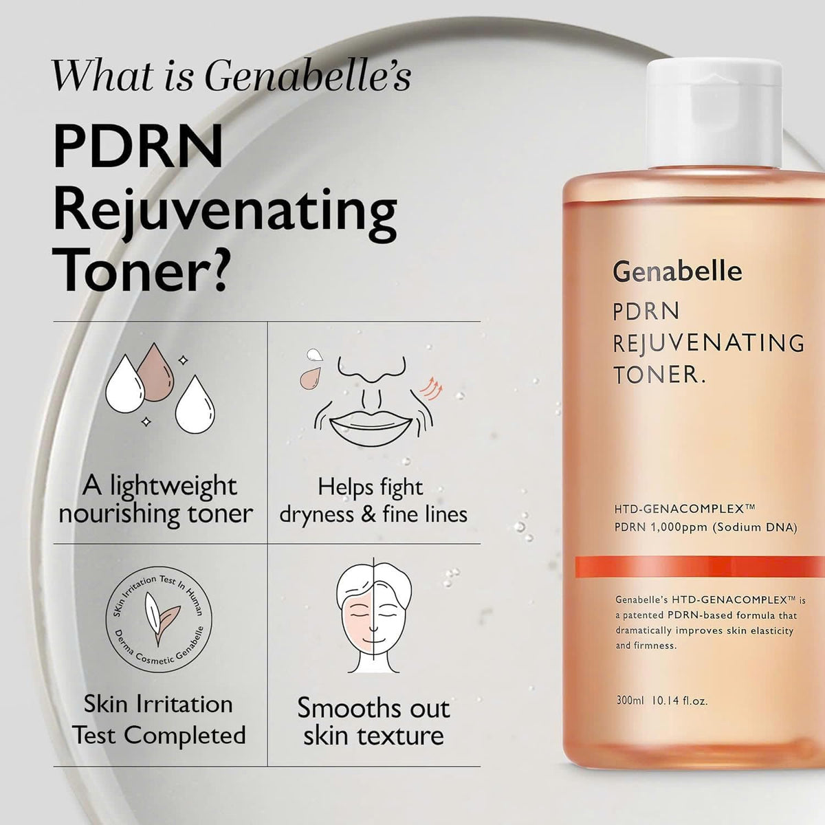 PDRN Rejuvenating Facial Toner, 300 ml