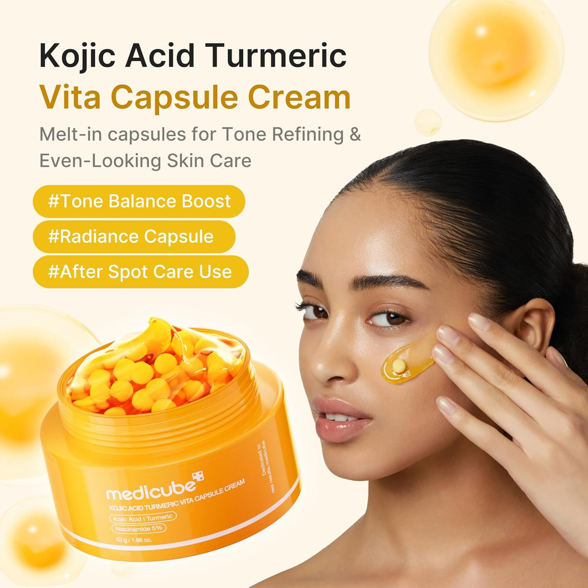 Brightening Face Cream "Kojic Acid Turmeric Vita Capsule Cream", 53 g