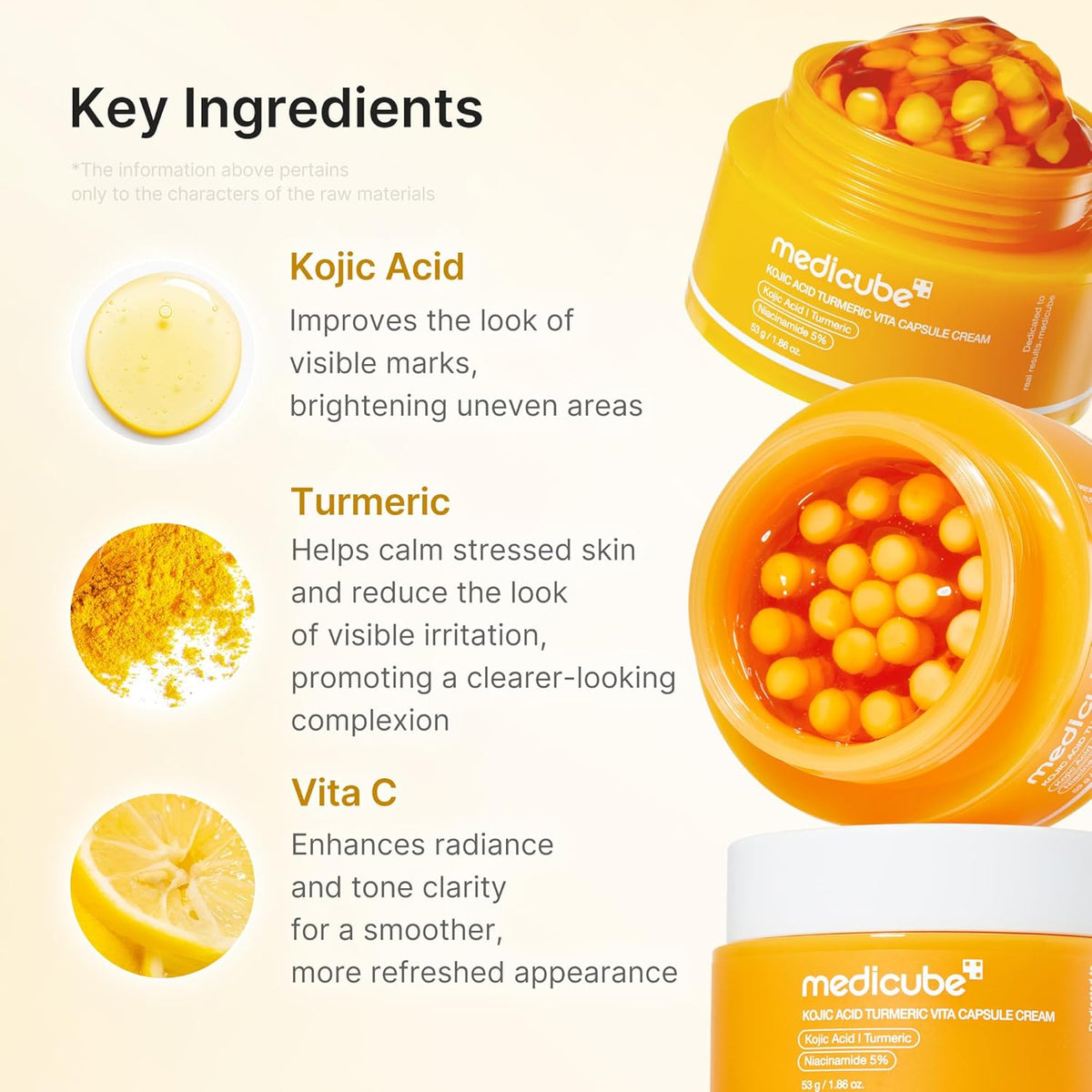 Brightening Face Cream "Kojic Acid Turmeric Vita Capsule Cream", 53 g