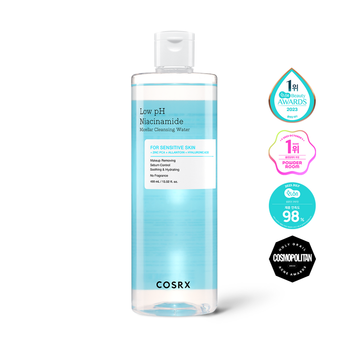 Low pH Micellar Niacinamide Cleansing Water, 400 ml