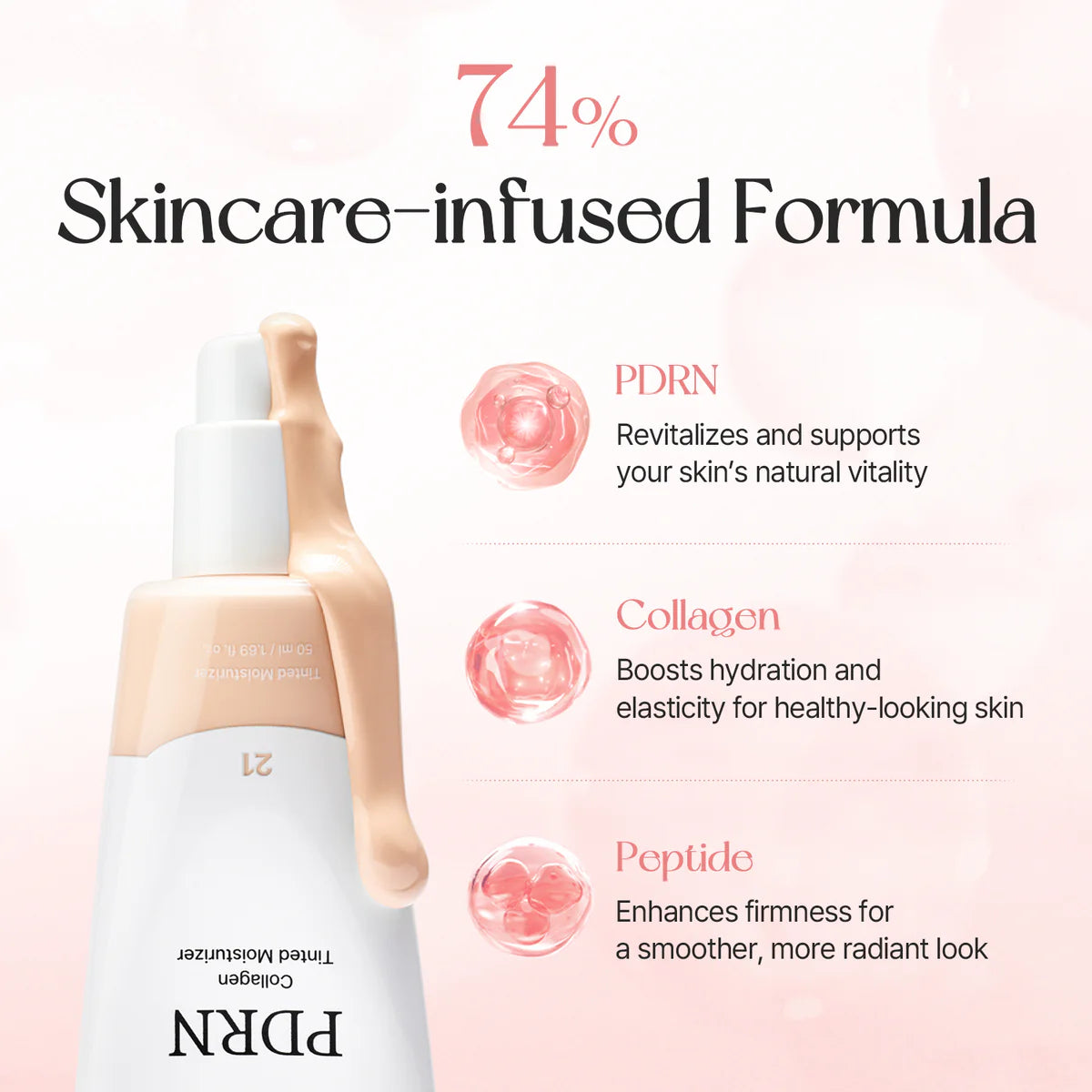 Veido kremas su atspalviu "PDRN Collagen Tinted Moisturizer No.23 Aura" 50 ml