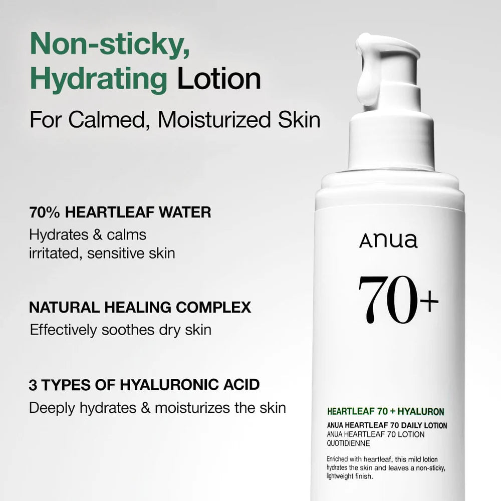 Raminamasis veido losjonas "Heartleaf 70% Daily Lotion", 200 ml