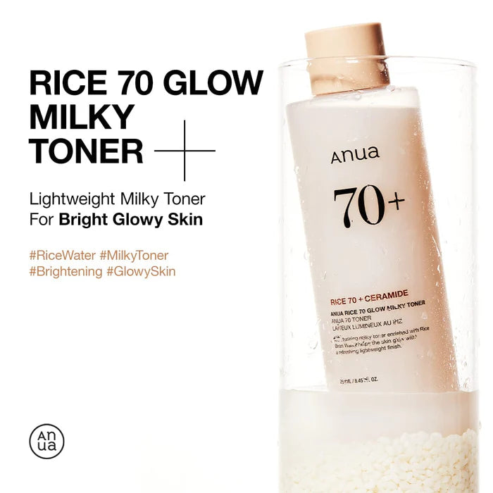 Hydrating facial toner "Rice 70 Glow Milky Toner", 250 ml