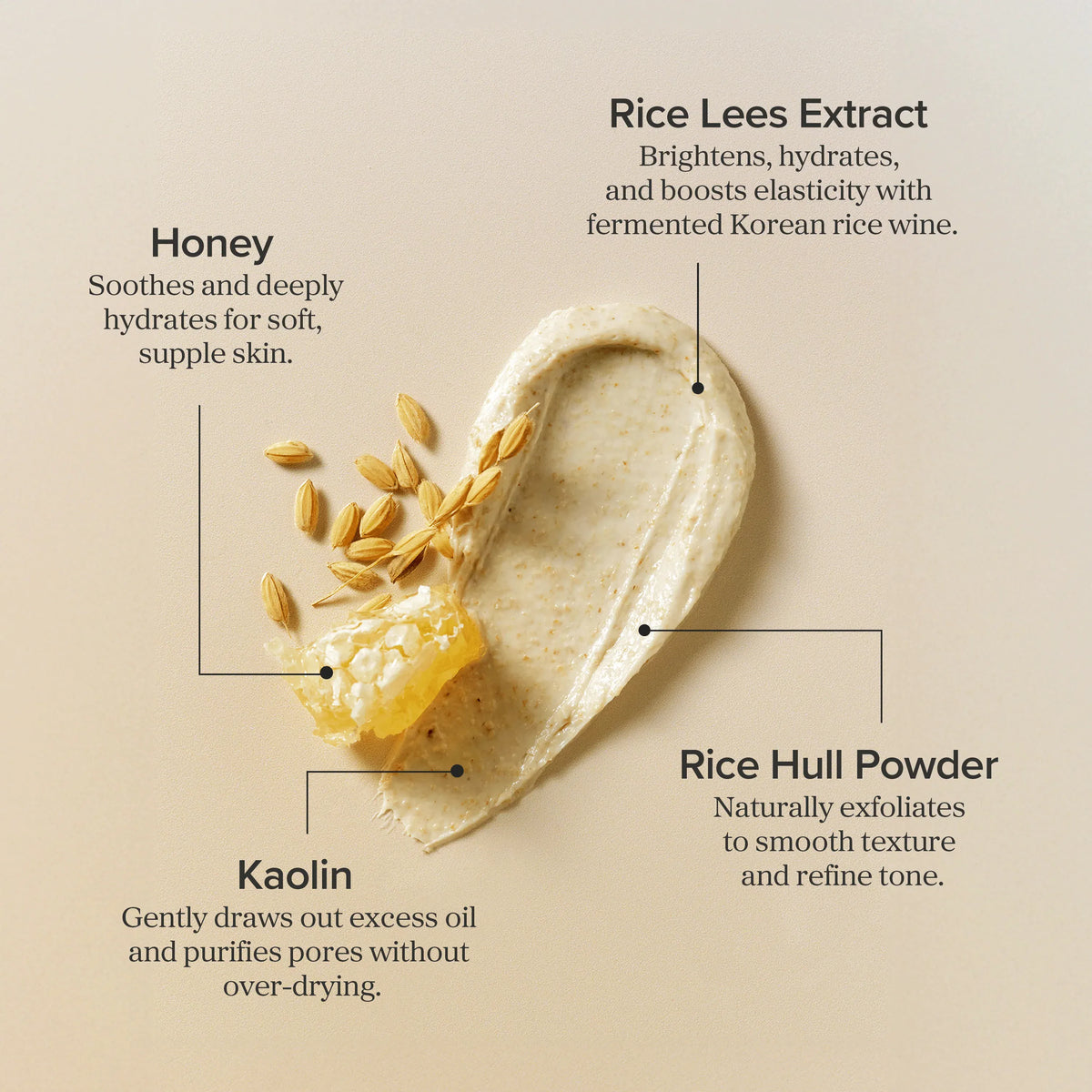 Face mask with rice extract and honey "Ground Rice and Honey Glow Mask", 150 ml